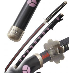 Katana en Bois Lame en Bois Epee One Piece Zoro Shusui Replique Epee Sabre Lame en Bois + Presentoir Double D&eacute;coration - Neuf