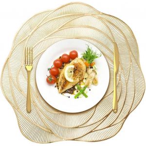 Eryi-Lot De 8 Sets De Table Ronds Dorés De 38,1 Cm En Vinyle Résistant À La Chaleur Pour Table À Manger, Fête, Mariage, Vacances, Décoration De Table, Doré - Neuf