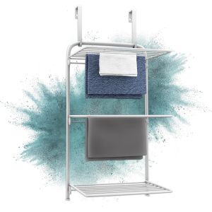 KGABERY-Séchoir De Porte En PlastiqueSéchoir À Linge Pour Vêtement,Porte Peu Encombrant¿Seche Linge Repliable Avec 3 Ailes¿11 M De Corde À Linge-Etendoir À Linge Retractable-Blanc - Neuf