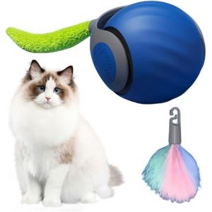 KAL-Jouet Interactif Pour Chat, Jouet À Queue Rapide, Balle Mobile À Roulement Automatique Avec Queue Moelleuse, Balle Interactive Intelligente Rechargeable Pour Chien Et Chat D'Intérieur - Neuf