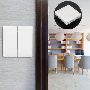 HJLIAN Interrupteur mural a 2 boutons avec telecommande pour plafonnier de chambre a coucher, 220-250 V, double commande - Neuf