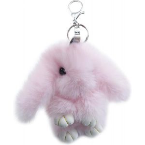 KAL-Porte-Cl&eacute;s Lapin En Peluche Poms Pendentif De Sac Mignon Moelleux Pendentif Pour Voiture Sac &Agrave; Main Sacs - Neuf