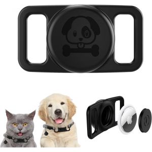 Letnerny-Tui Pour Collier De Chien Airtag - Protection En Silicone Gps Pour Animaux De Compagnie - Accessoire Compatible Avec Traceur - Résistant Aux Rayures - Stable - Léger - Noir - Neuf