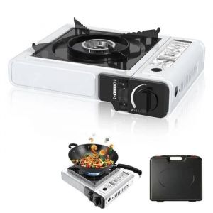 Réchaud à Gaz Portable - pour Camping, Festivals Sorties de Pêche, Pique-nique Cuisinière à Gaz 2200 W Avec Mallette de Transport - Neuf
