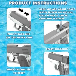 Pistolet A Eau 2 Pièces Pistolets À Eau Pour Enfant Water Gun Pour Pool Party, Plage, Combat De L'eau, Cadeaux (Gris+Rose) - Neuf