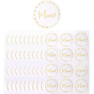 120pcs Etiquettes Merci Auto-Adh&eacute;sif, Rond Remerciement Stickers Etiquette de Bricolage pour Enveloppes Cadeaux D&eacute;coration Sac Enveloppe Cartes Mariage Anniversaire No&euml;l - Neuf