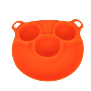 Assiette Fendue Anti-Odeurs En Silicone De Qualite Alimentaire Pour Enfants, Respectueuse De L'environnement (Orange) - Neuf