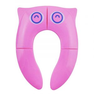 Siège de toilette portable pour tout-petits de voyage (chouette rose) ¿ Housse de siège de toilette pliable antidérapante pour filles, bébés enfants - Neuf