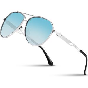 Pilot Lunettes de soleil polaris&eacute;es unisexes avec monture en m&eacute;tal l&eacute;ger Protection UV 400 pour la conduite, la p&ecirc;che et les sports de plein air - Neuf