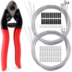 Asfasfq-Lot De 81 Coupe-Câbles De Vélo En Acier Inoxydable Et Câble De Frein De Vélo Avec Embouts Et Joints Toriques Pour Vtt, Vélo De Route - Neuf