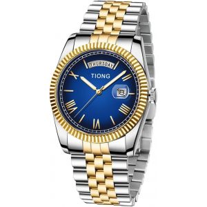 Montre Analogique À Quartz Pour Homme-Étanche-Affichage De La Date-En Acier Inoxydable.[J910] - Neuf