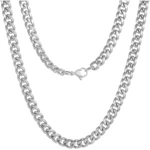 Kal-Chaine Collier Acier Inoxydable Or/Argent, Collier Grosse Maille Figaro Femme Homme, Chaine Couple 50cm/55cm/60cm, Cadeau No&euml;l Saint Valentin F&ecirc;te Des P&egrave;res Anniversaire Mariage - Neuf