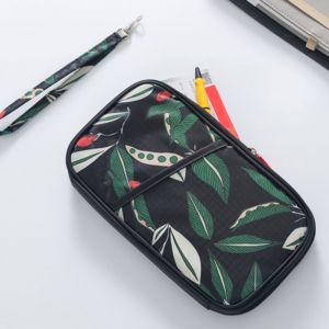 HJLIAN Etui de protection pour passeport, motif floral, pour carte d'identite, portefeuille (noir et feuilles) - Neuf