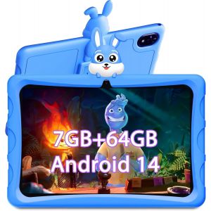 CHECARZHN--NO1-U9 Kid Tablette Enfants 10,1 Pouces, 7 Go + 64 Go (Tf 1 To) Tablette Android 14, 5060 Mah, Tablette Éducative, Quad Core, Wifi 6, Bt5.0, Tablette Avec Étui Eva - Neuf