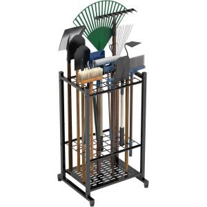 CHECARZHN--NO1-Organ ur D'Outils De Jardin, Tour À Outils De Cour Pour L'Organisation Et Le Rangement Du Garage, Jusqu'À 35 Outils À Long Manche, Râteaux/Balais, Support D'Outils De Jardin En Acier R - Neuf
