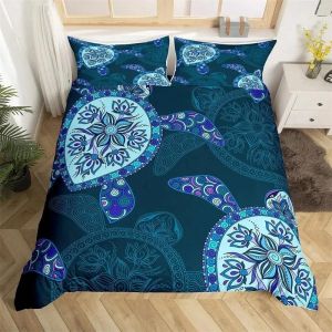 Parure De Lit Motif Tortue De Mer, Housse De Couette, Taies D'oreiller, Motif Animal De L'océan, Motif Tortue, Queen Size, Twin, Enfants, Textile De Maison, Carte, Corail, Housse De Couette, King Size - Neuf