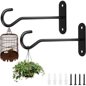 ERYI-2 Pcs Crochet Pour Pot De Fleurs Crochet Mural Pour Pot De Fleurs Support Mural Pot De Fleurs Crochet De Plafond Noir Crochet À Vis Acier Inoxydable Avec 4 Vis Pour Ventilateurs Plafond Lampes M - Neuf