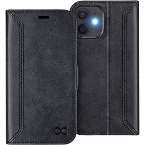 Maa-Coque Iphone 12/12 Pro Rétro, Etui Portefeuille Iphone 12 [Rfid Blocage] [Fentes Pour Cartes] Antichoc Tpu Housse Cuir Pu Pour Iphone 12 / Iphone 12 Pro 6,1 Pouces (Série Rétro, Noir#2) - Neuf
