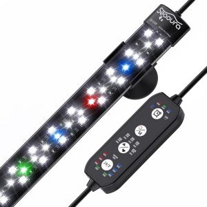 Meimie-Éclairage Led D'aquarium Avec Cycle 24/7,Lumière D'aquarium Avecminuterie,March Rrêt Automatique,Spectre Complet+7 Couleurs Individuelles,10 Niveaux De Luminosité(28cm) - Neuf