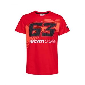 T-Shirt 63 Ducati Corse Dual Pecco Bagnaia Moto Gp Officiel Homme Rouge - Neuf