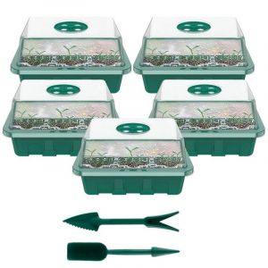 Lot De 5 Bac &Agrave; Semis, Mini Serre Pour Semis, Plateaux De Culture Avec Couvercle, Propagateur Jardin Germination Serre Durables - Neuf