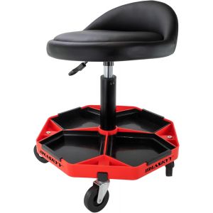 SUBZONAL-Tabouret d'atelier avec dossier - Hauteur r&eacute;glable de 43 &agrave; 58 cm - Charge maximale : 150 kg - Si&egrave;ge d'atelier avec compartiments de rangement - Tabouret pratique et d'atelier avec roulettes - Neuf