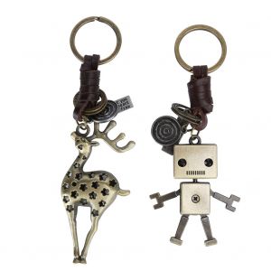 Porte-cles pendentif dessin anime, accessoires de decoration de sac d'ecole antique, pendentif de sac en cuir graine tisse - Neuf
