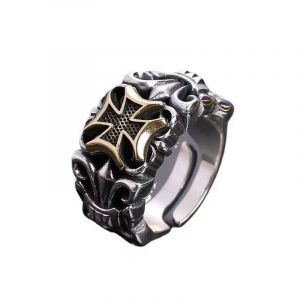 Bague Ajustable En Argent Pour Homme, Bague Ouverte En Croix, Bague De Pouce Ajustable, Bague D'orteil Réglable, Bijou Vintage Simple Pour Hommes, Adolescents, Femmes, Unisexe - Neuf