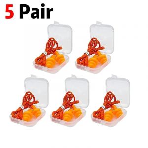 Euty-Bouchons D'oreilles En Silicone,Réduction Du Bruit,Protection Auditive Souple,Bouchons D'oreille Filaires En Caoutchouc Réutilisables Pour Dormir,Natation,Ronflement,Sport-5 Pair Orange - Neuf