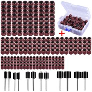 252 Pi&egrave;ces De Tambour &Agrave; Poncer Avec Bo&icirc;te Gratuite, Comprenant 240 Bandes De Papier Abrasif Grain 120 Et 12 Mandrins Pour Outils Rotatifs Dremel, Dimensions 16 X 12 X 6 Cm - Neuf