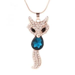 Collier - Lcc® - Renard - Plaqué Or - Cristaux Swarovski - Femme - Bleu - Neuf