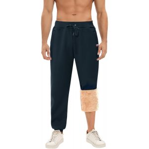Jexnovashop-Pantalon Polaire Homme Pantalon De Jogging Hiver Coton Ultra Chaud Pantalons De Sport Taille Élastique Coupe Avec Poches Zippées Survêtement Sportwear Décontracté - Neuf