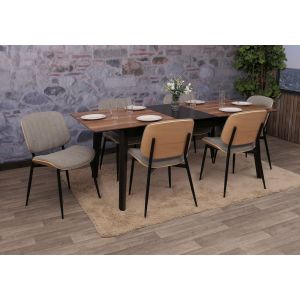 Lot de 6 chaises de salle &agrave; manger HWC-O44, chaise de cuisine, tissu en bois courb&eacute; (370g/m&sup2;) &Ouml;ko-Tex MVGnaturel, gris clair - Neuf