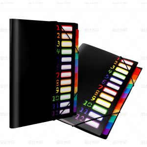 2 Pi&egrave;ces Pochette A4 Avec 12 Compartiments Classeur Plastique Transparent Trieur Porte Documents Bureau &Eacute;tanche Pour &Eacute;cole Maison Voyage - Neuf