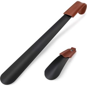 Shiba-Chausse Pied Long, Chausse Pied Métal Avec Lanière En Cuir, Chausse Pieds Enfant Long Manche Acier Inoxydable Shoe Horn Pour[1 - Neuf