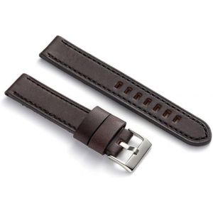 Kal-Bracelet Cuir Veau Ciré Style Vintage Couture Blanche U2013 Pour Montre Sportive Ou Classique U2013 Tailles 18mm 20mm 22mm 24mm 26mm U2013 Fait Main U2013 Noir Ou Marron 384 - Neuf