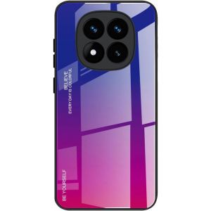 Kal-Coque Pour Xiaomi Redmi Note 14 Pro Plus 5g / Redmi Note 14 Pro+, Etui Dégradé De Couleur Verre Trempé Back Coque + Souple Silicone Tpu Case Cover Protection Antichoc Housse (Bleu/Rouge) - Neuf
