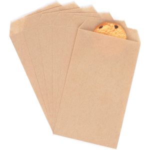 Marron Plat Moyen Papier Kraft Sulfurisé Sacs 3"" x 5"" (8 x 13,3cm) Paquet de 100-Pâtisserie Biscuits Friandises Bonbons Mariage - Neuf