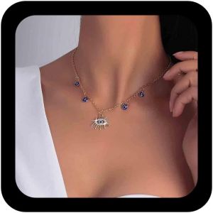 Kal-Collier Pendentif Mauvais Oeil En Cristal Vintage Collier Ras Du Cou Oeil Du Diable Collier Pendentif Oeil Bleu Collier Cils Étincelant En Or Bijoux Pour Femmes Et Filles - Neuf