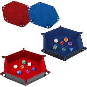 Eryi-2 Pièces Piste De Dés Pour Yams, Dés Jdr Pour Le Jeu De Société Pour Donjon Et Dragon, Piste De Dés En Cuir Pu, Plateau De Voyage Pour Jeu De Rôle (Rouge+Bleu) - Neuf
