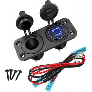 TIANYI-Chargeur de voiture 12 V/24 V Quick Charge 3.0 double prise avec interrupteur tactile, prise allume-cigare, prise étanche 12 V pour voiture, bateau, camping-car - Neuf