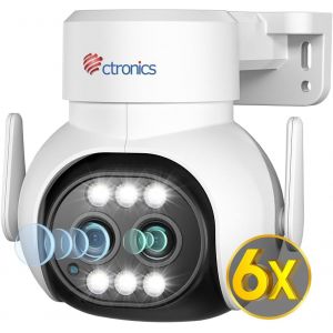 6X Zoom Hybride Caméra Surveillance WiFi Extérieure avec Suivi-Auto-Zoom, PTZ IP Caméra WiFi avec Double Objecti, Détection Humaine, Vision Nocturne Couleur, Audio Bidirectionnel, PC/IP66 - Neuf