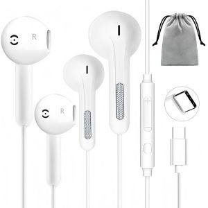 KALANKA-Lot de 2 &eacute;couteurs USB C pour iPhone 16 17, &eacute;couteur Filaire usbc &eacute;couteurs Intra Auriculaires avec Micro et contr&ocirc;le du Volume pour iPhone 15 Plus Samsung Galaxy S23 S22 S21 iPad - Neuf