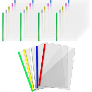 Chenquansarl-Feuilles Dossier Coulissante Transparent, 20 Pièce Transparent Chem De Couvertures De Rapports Clair A4 Dossier Coulissante Pour Classification Documents Bureau Scolaire(5 Couleurs) - Neuf