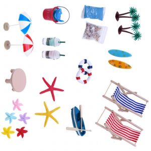 Sc&egrave;ne d'&eacute;v&eacute;nement de plage d'&eacute;t&eacute;, affichage de jeu, d&eacute;coration, mod&egrave;le de figurine, encourage les comp&eacute;tences sociales des enfants, jeu de r&ocirc;le, multicolore-B - Neuf