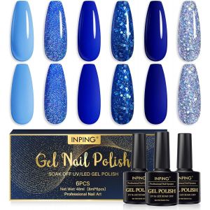 Vernis Semi-Permanent Multi-Couleurs Bleu Clair Océan Pailleté - Vernis Gel Uv/Led Soak Off Pour Débutant Et Nail Art Diy, 8ml - Neuf