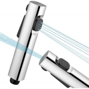KGABERY-Douchette De Bidet Pour Wc-Tête De Pulvérisation Réglable En Abs,Adaptateur G1/2"",2 Fonctions D'Eau,Jet Puissant Intégré Pour Animaux/Nettoyage Couches/Salle De Bain/Toilettes-Chromé - Neuf