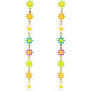 Kal-- Boucles D'oreilles Daisy May. Longues En Acier Avec Plaqué Or 18kt. Fermoir Silicone. Bijoux Pour Femme - Neuf