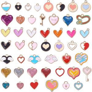 Kal-Lot De 50 Breloques En Émail En Forme De C?ur Arc-En-Ciel Pour La Saint-Valentin, La Fabrication De Bijoux, Colliers, Bracelets, Boucles D'oreilles, Travaux Manuels - Neuf
