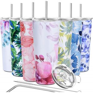 Tianyi-Gobelet En Acier Inoxydable,Tasse À Café De 769 Ml,Tasse De Voyage À Triple Isolation Avec Couvercle Anti-Éclaboussures,Tasse À Smoothies,Fleur De Lotus - Neuf